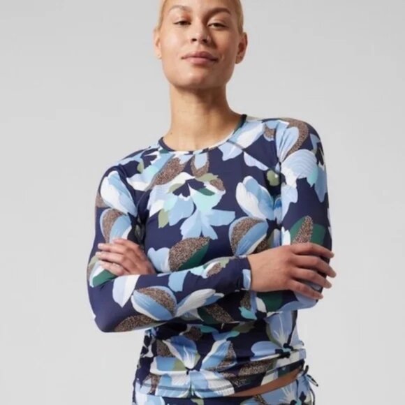 Athleta Other - Athleta | Point Break Rashguard |  Medium | Hero Bloom Dress Blue Swim
